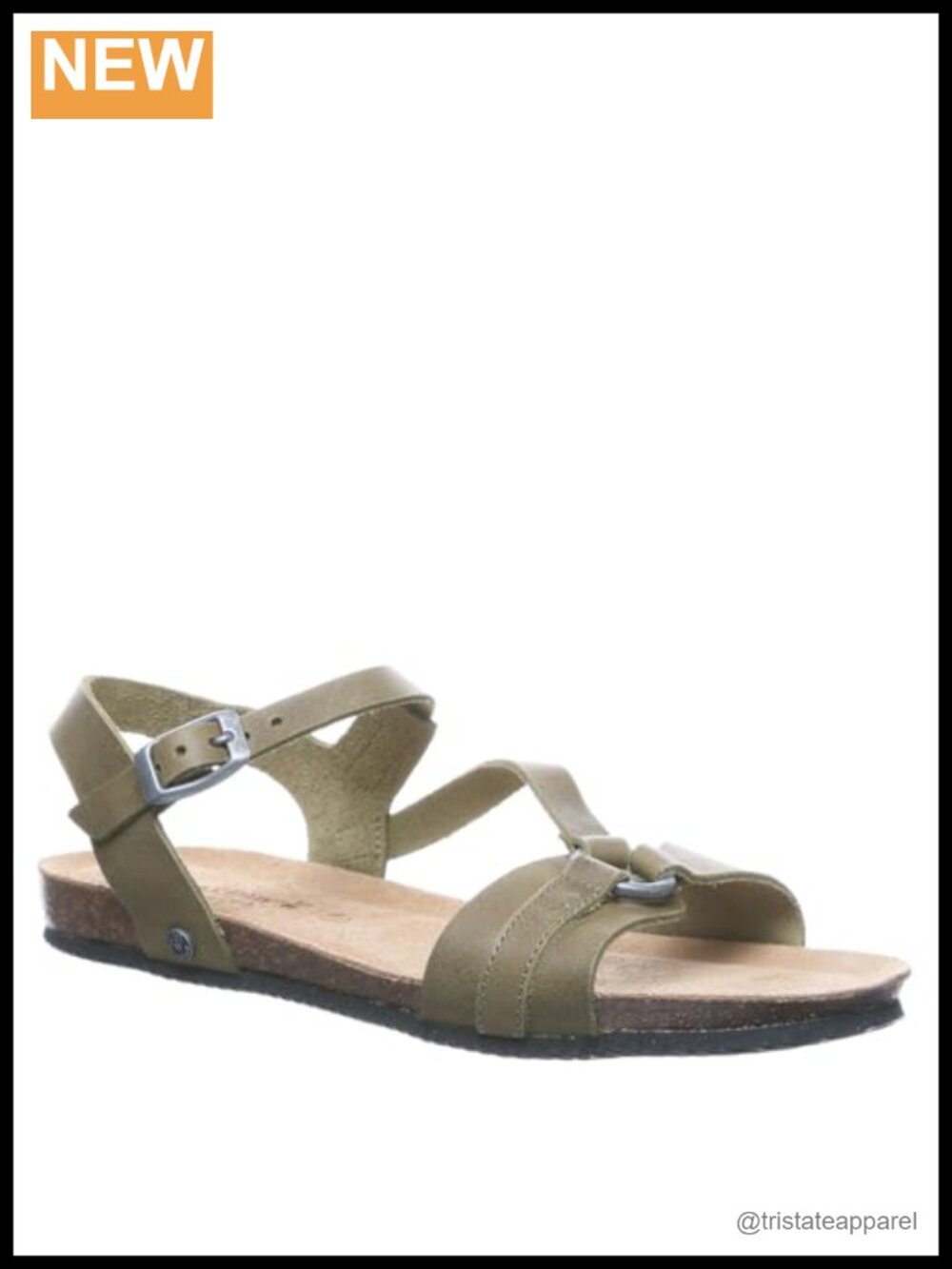 BEARPAW Women's Sandy Ankle Strap Sandal Leather Upper Comfortable Lightweight